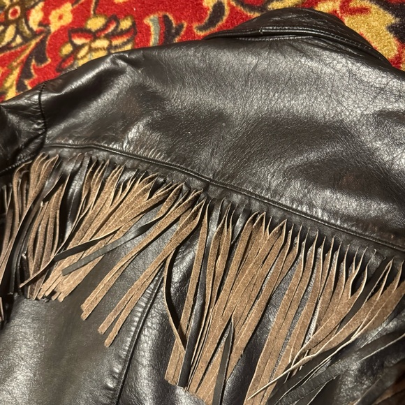 Vintage Excelled Fringe leather jacket Made In USA Quilt Lined Motorcycle - Picture 5 of 9